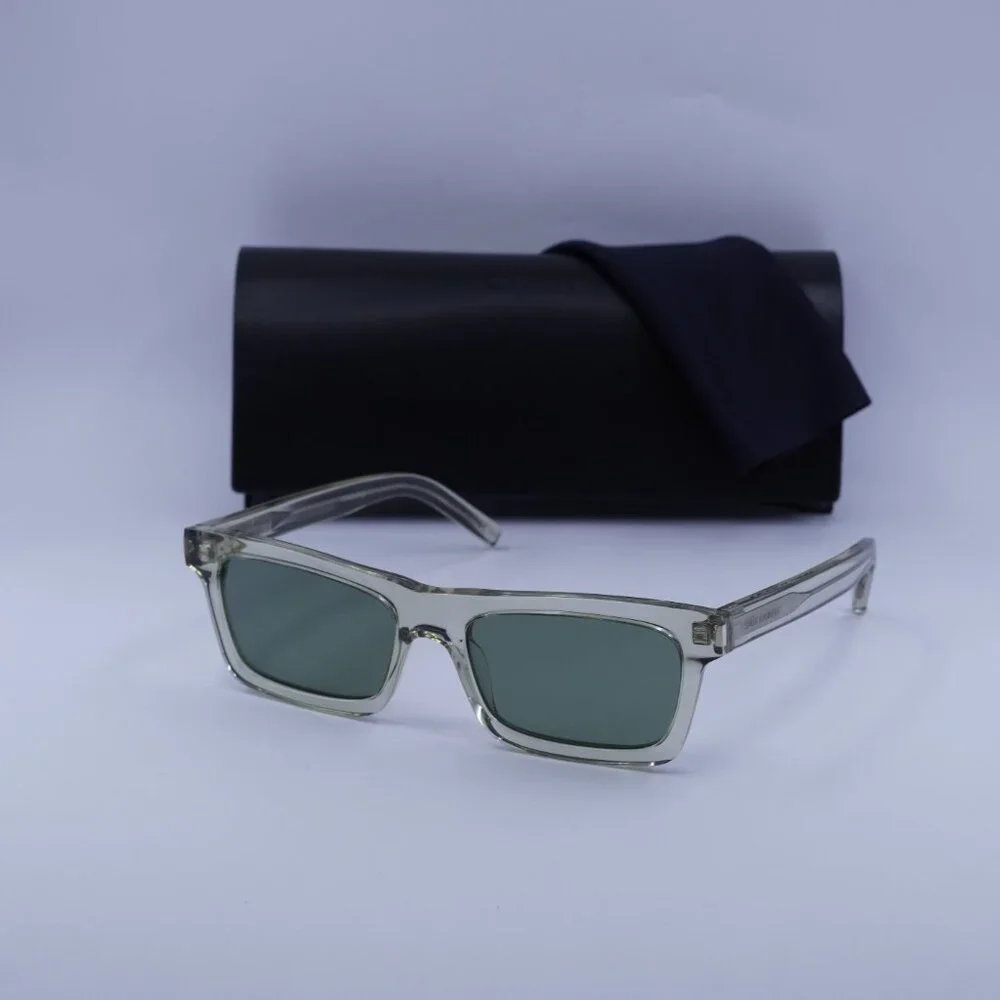 Saint Laurent SL461 BETTY 015 Rectangle Sunglasses - Transparent Green/Green - Picture 4 of 12